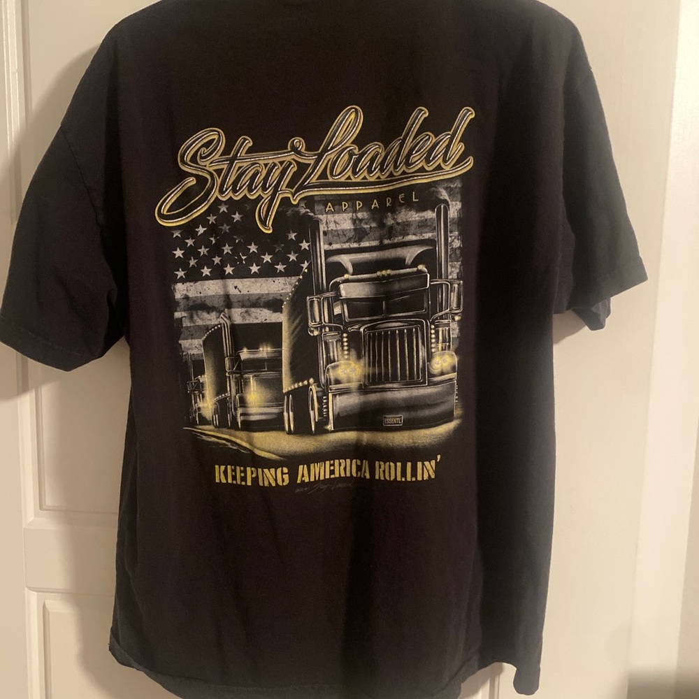 Stay Loaded Trucker T-shirt, heavy weight, XXL, worn just enough to be cool